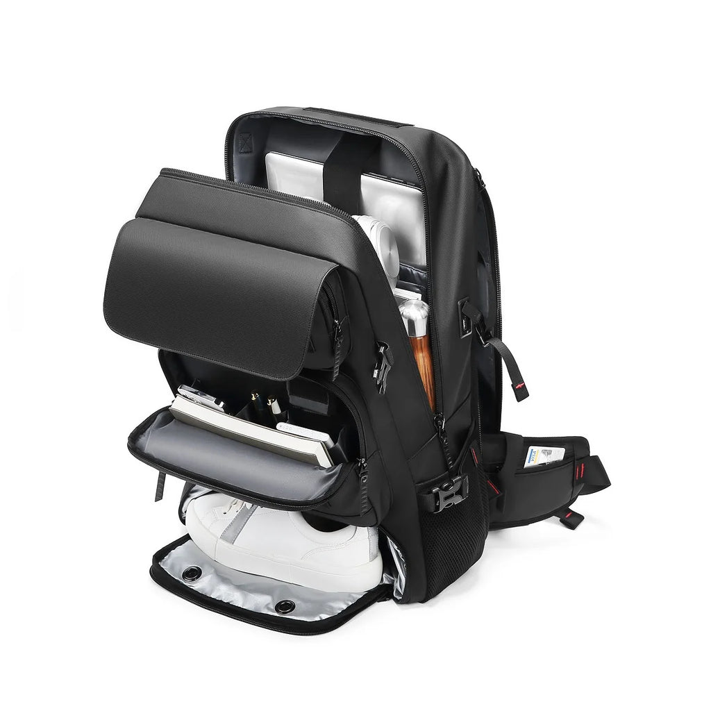 Men's Waterproof 50L Travel Laptop Backpack with Shoe Bag & USB